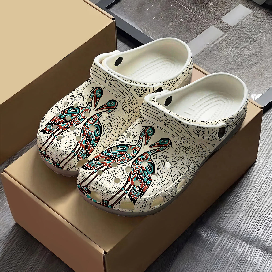 Native Heron Art Clogs Shoes for Adults & Kids