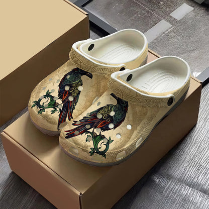 Native Raven Art Clogs Shoes for Adults & Kids