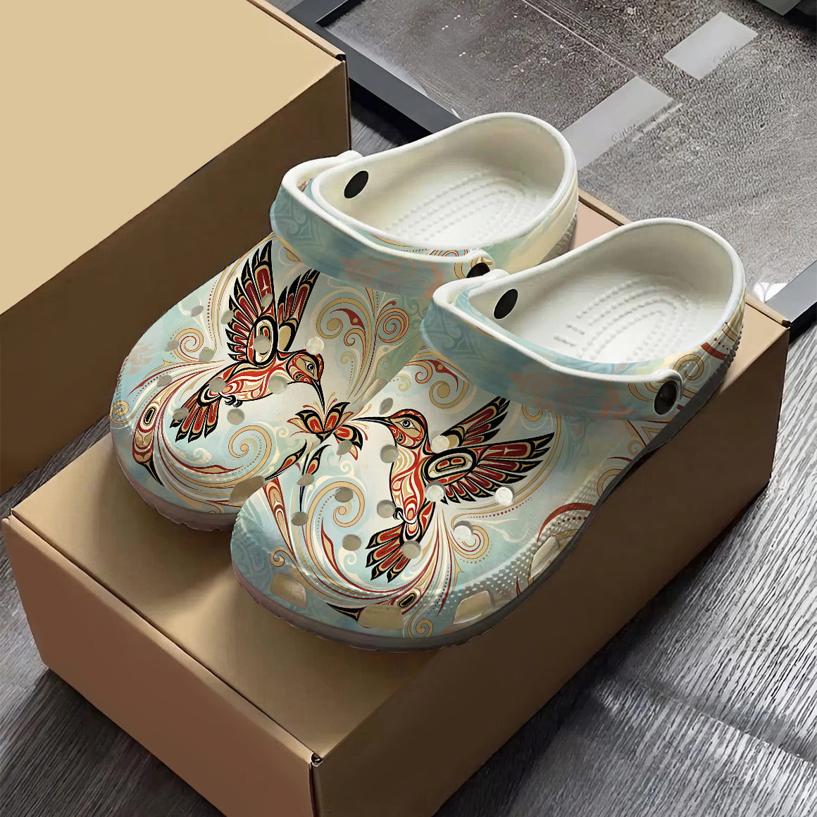 Native Hummingbird Art Clogs Shoes for Adults & Kids – Native Heritage ...