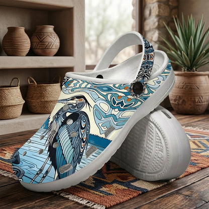 Native Heron Art Clogs Shoes for Adults & Kids