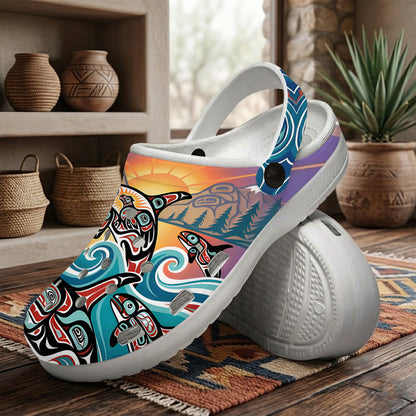 Native Orca Art Clogs Shoes for Adults & Kids