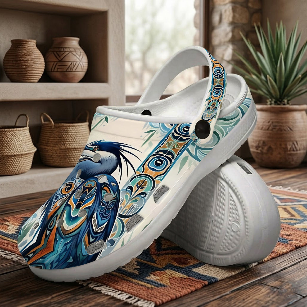 Native Heron Art Clogs Shoes for Adults & Kids