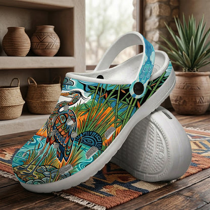 Native Heron Art Clogs Shoes for Adults & Kids