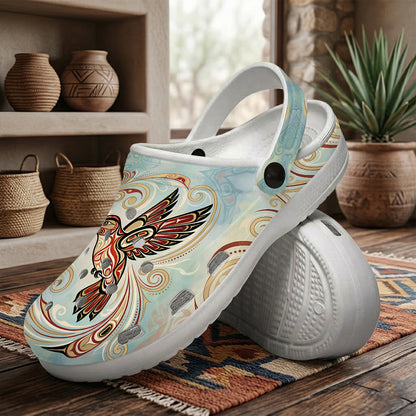 Native Hummingbird Art Clogs Shoes for Adults & Kids