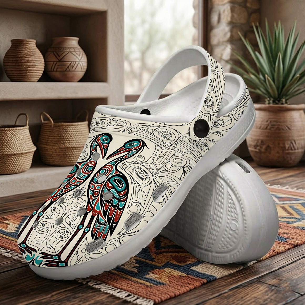 Native Heron Art Clogs Shoes for Adults & Kids