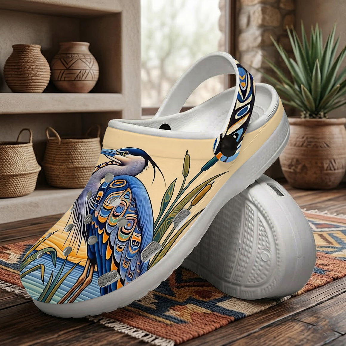 Native Heron Art Clogs Shoes for Adults & Kids