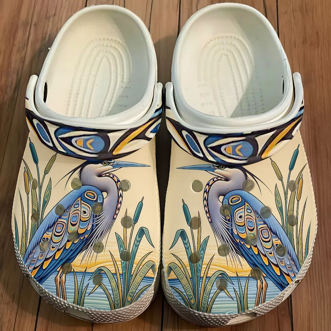 Native Heron Art Clogs Shoes for Adults & Kids