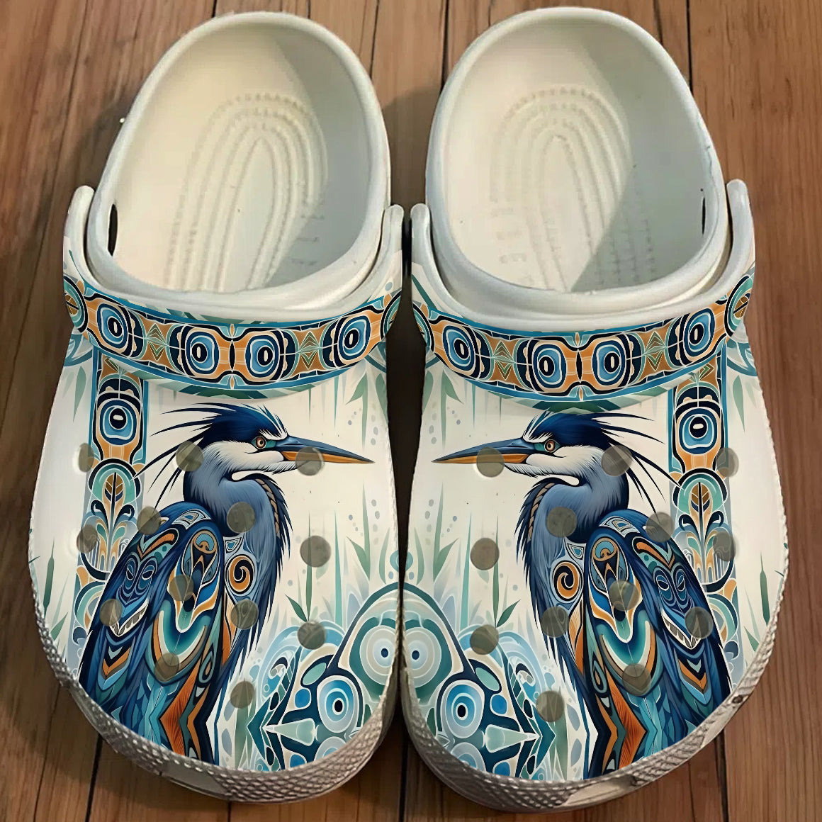 Native Heron Art Clogs Shoes for Adults & Kids