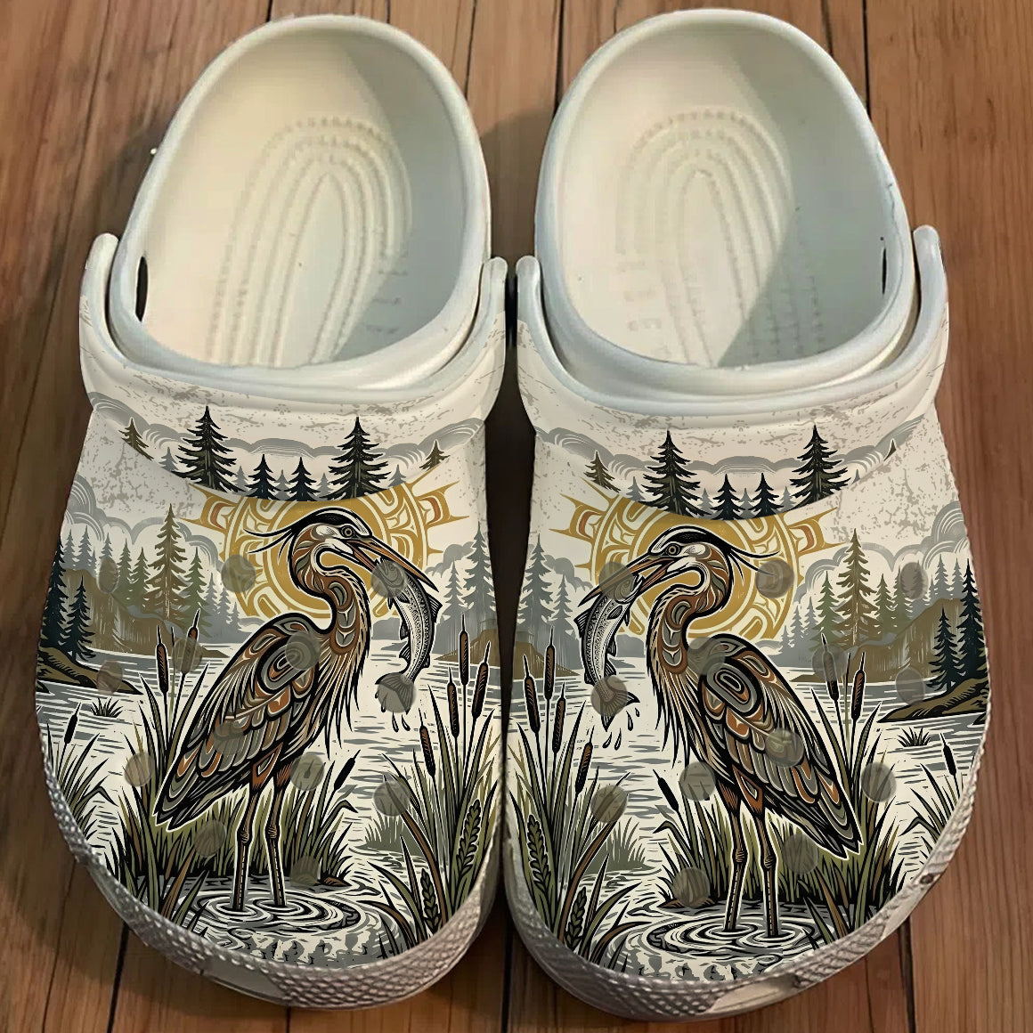 Native Heron Art Clogs Shoes for Adults & Kids