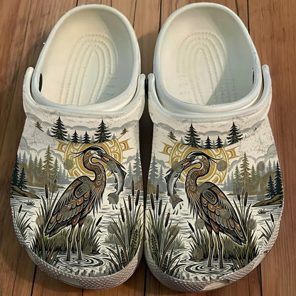 Native Heron Art Clogs Shoes for Adults & Kids