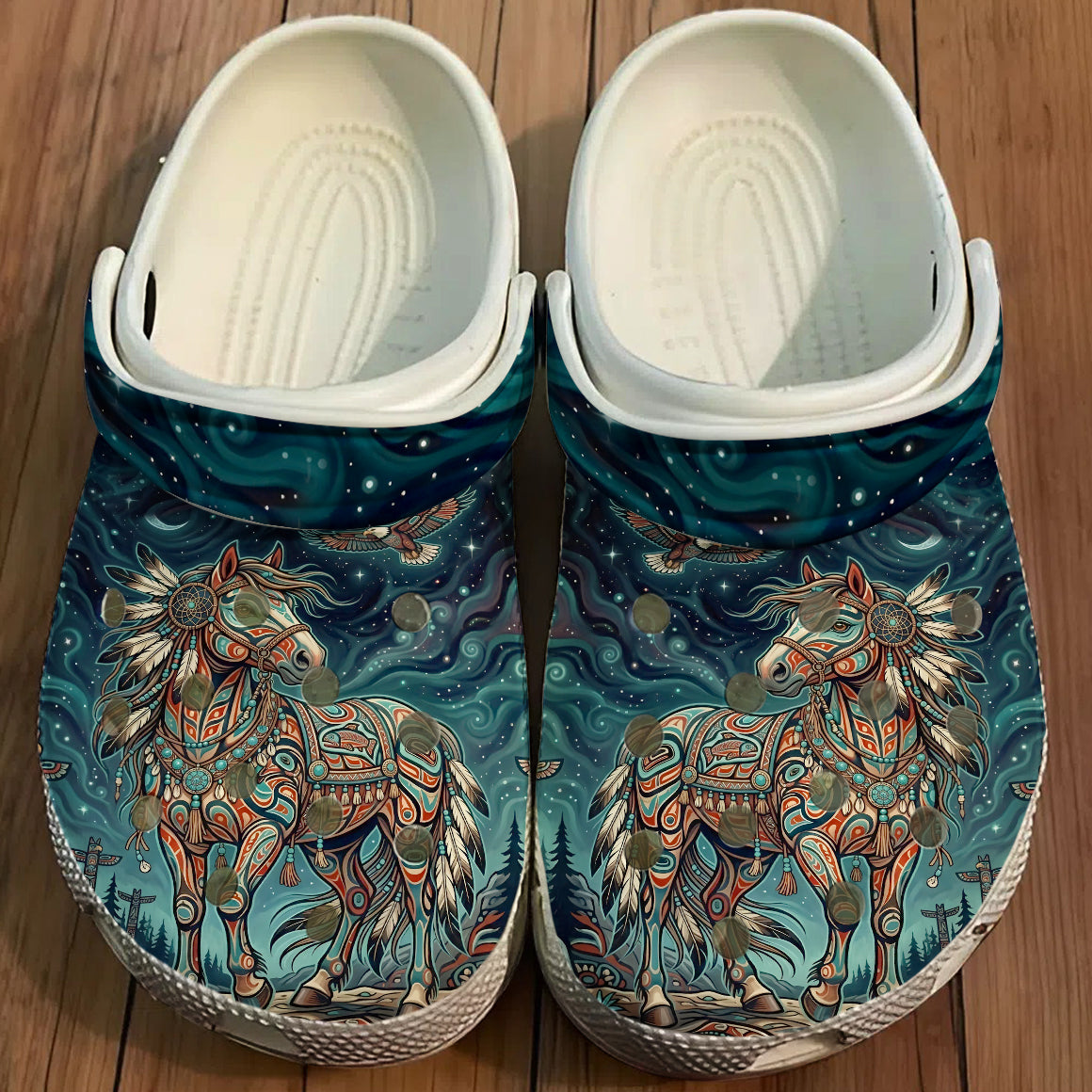 Native Horse Art Clogs Shoes for Adults & Kids