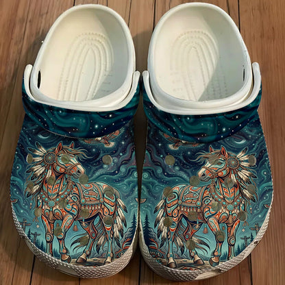 Native Horse Art Clogs Shoes for Adults & Kids