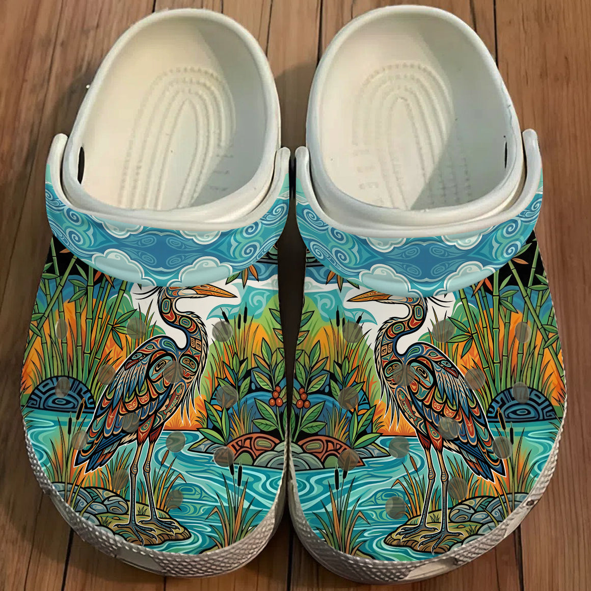 Native Heron Art Clogs Shoes for Adults & Kids