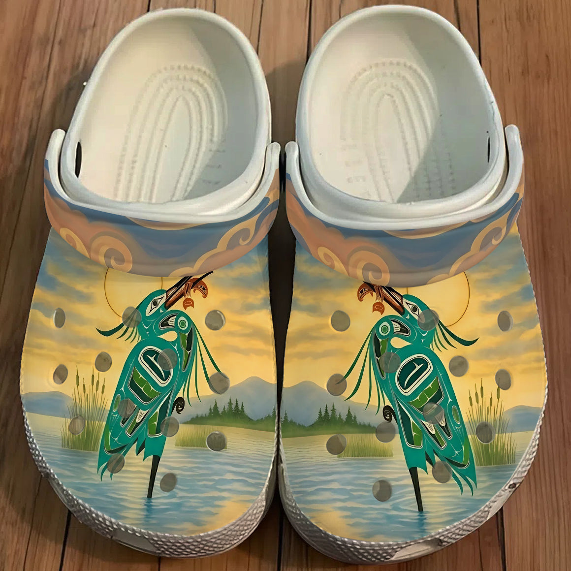 Native Heron Art Clogs Shoes for Adults & Kids