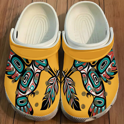 Native Hummingbird Art Pattern Clogs Shoes for Adults & Kids