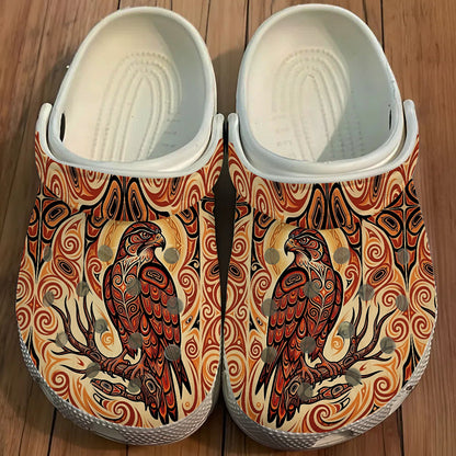 Native Hawk Art Clogs Shoes for Adults & Kids