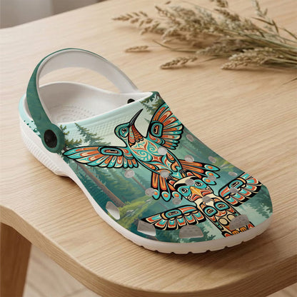 Native Hummingbird Art Clogs Shoes for Adults & Kids
