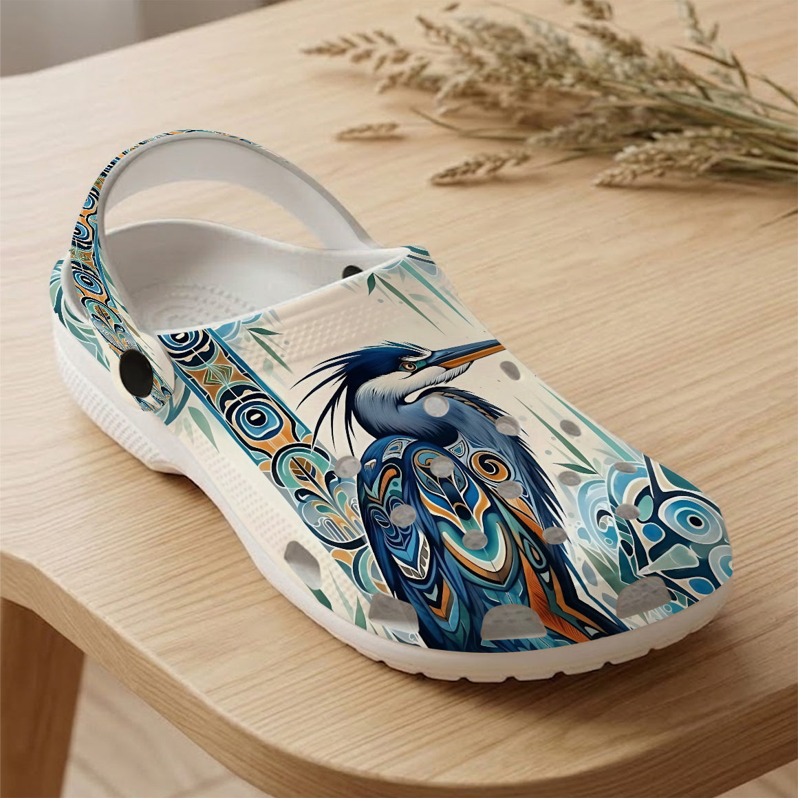 Native Heron Art Clogs Shoes for Adults & Kids