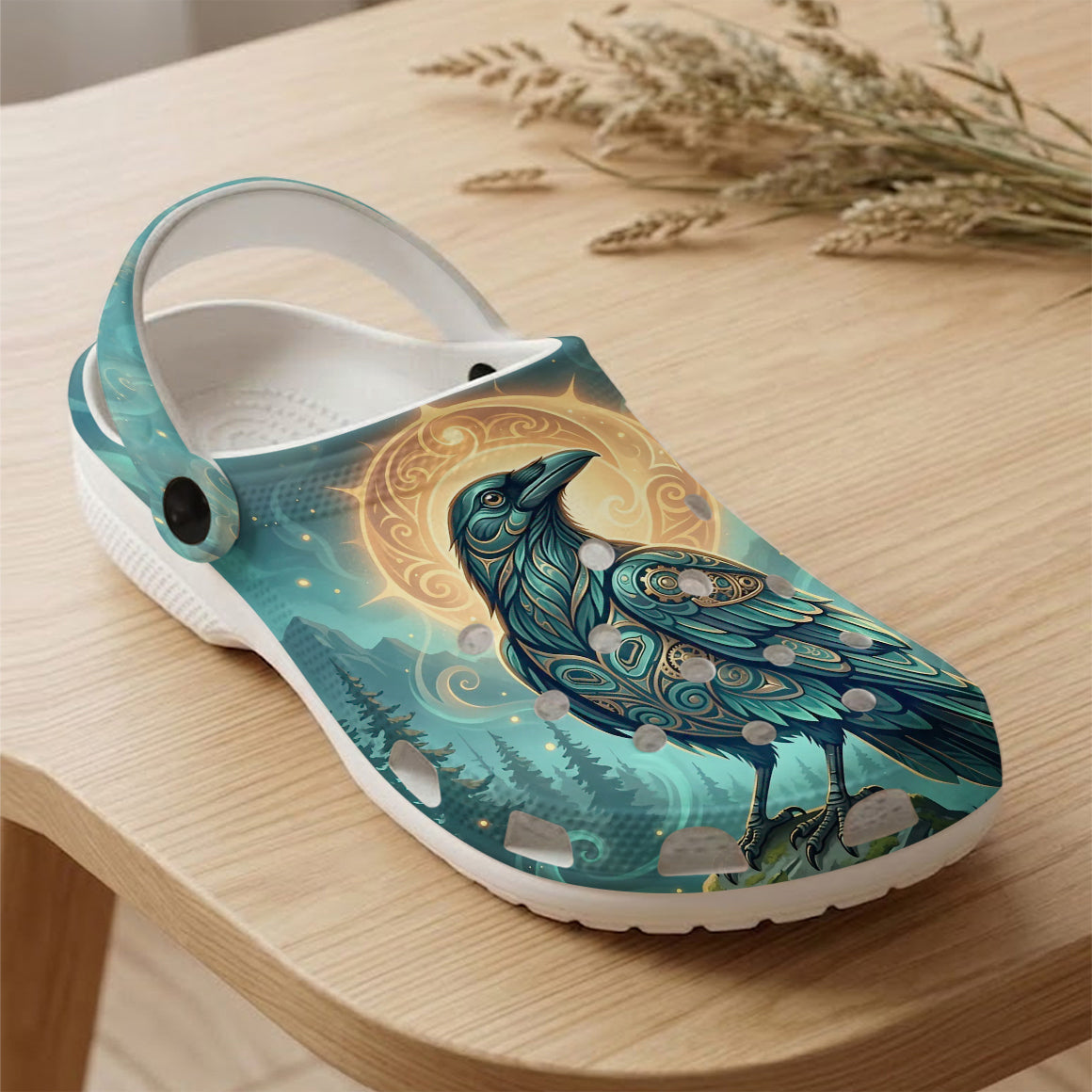 Native Raven Haida Pattern Clogs Shoes for Adults & Kids
