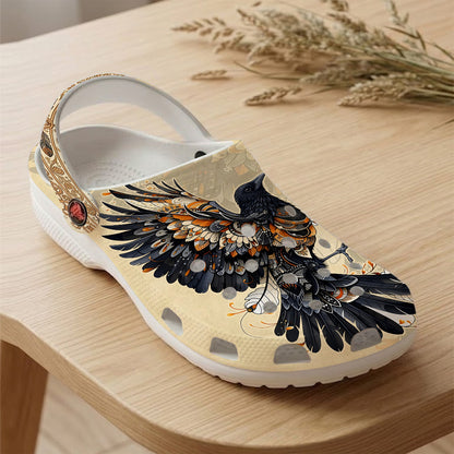 Native Raven Art Clogs Shoes for Adults & Kids