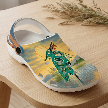 Native Heron Art Clogs Shoes for Adults & Kids