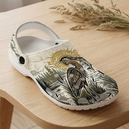 Native Heron Art Clogs Shoes for Adults & Kids