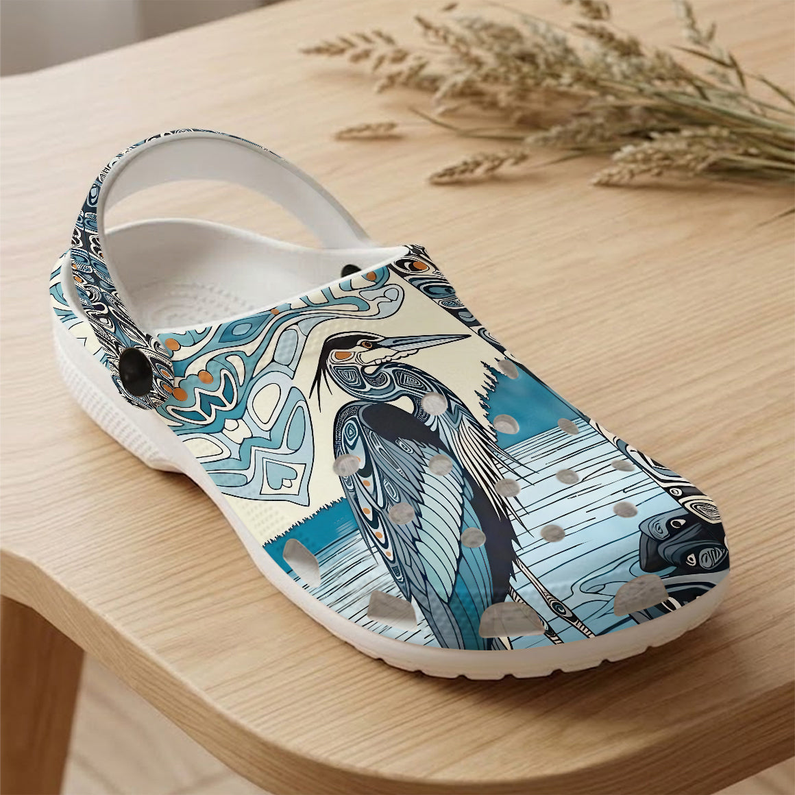 Native Heron Art Clogs Shoes for Adults & Kids