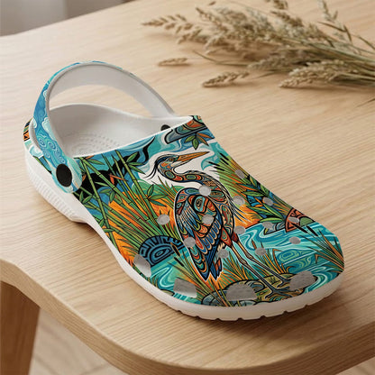 Native Heron Art Clogs Shoes for Adults & Kids