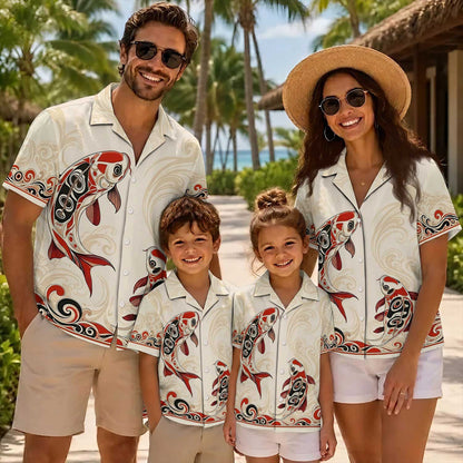 Native Carp Haida Pattern Hawaiian Shirt for Adults & Kids