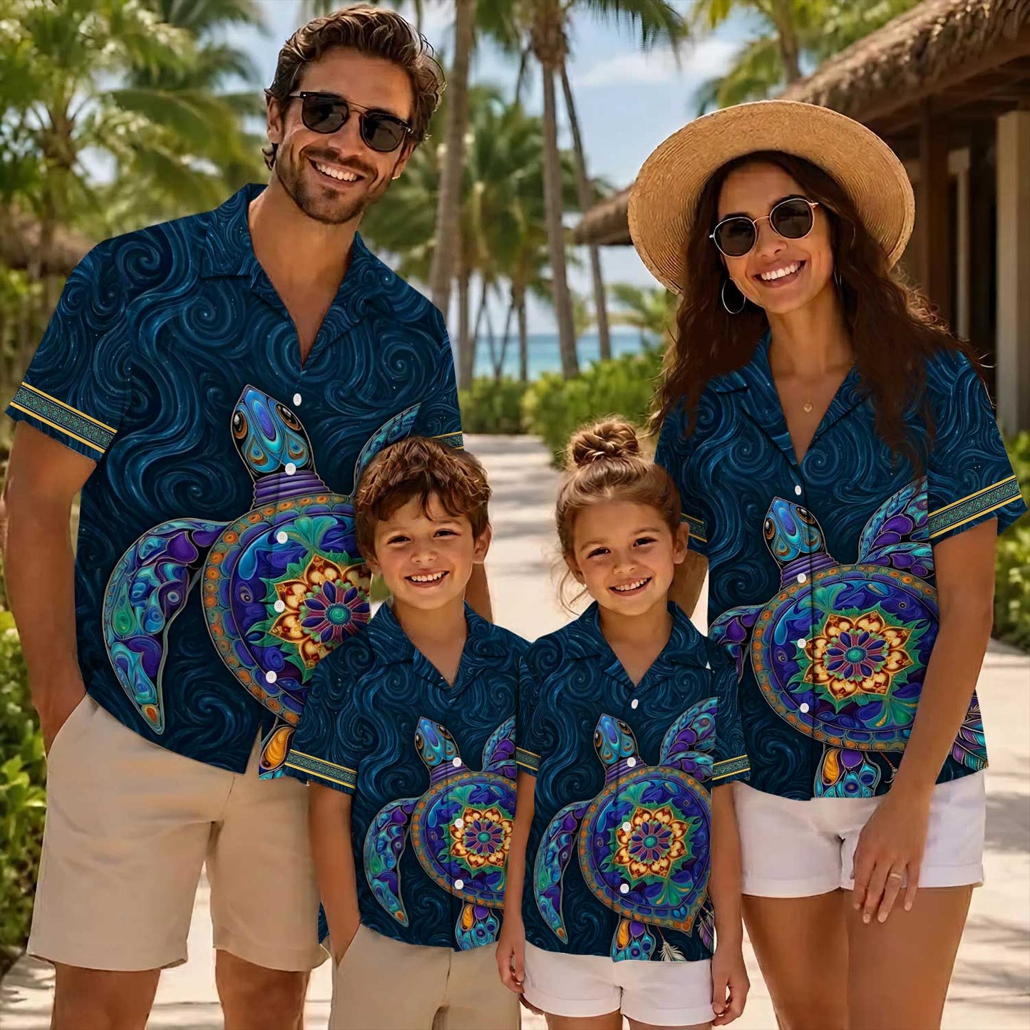 Native Turtle Haida Pattern Hawaiian Shirt for Adults & Kids