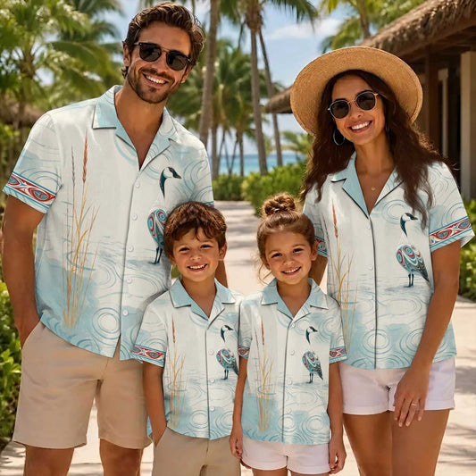 Native Goose Haida Pattern Hawaiian Shirt for Adults & Kids