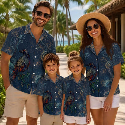 Native Raven Haida Pattern Hawaiian Shirt for Adults & Kids