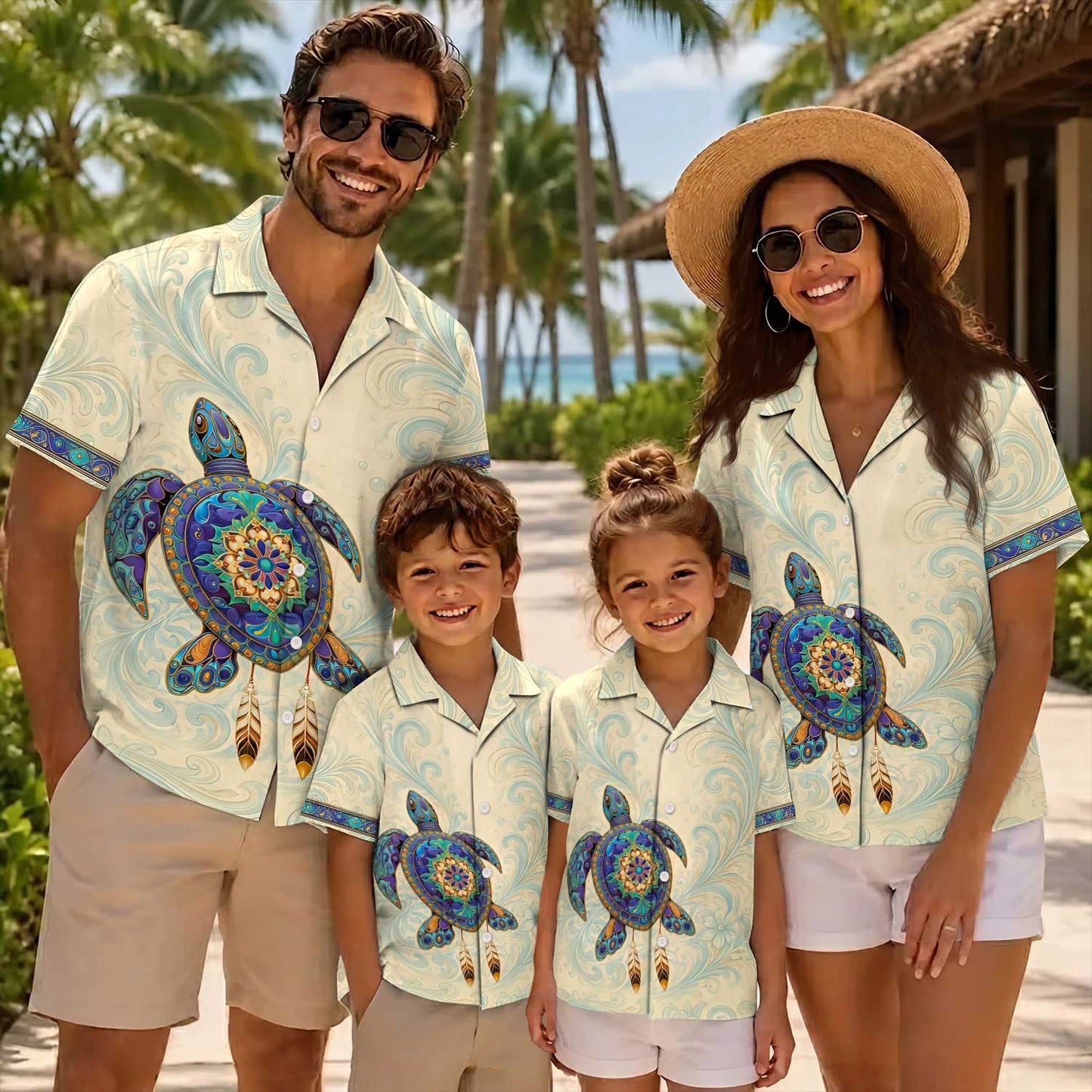 Native Turtle Haida Pattern Hawaiian Shirt for Adults & Kids