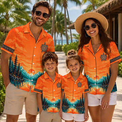 Native Turtle Haida Pattern Hawaiian Shirt for Adults & Kids
