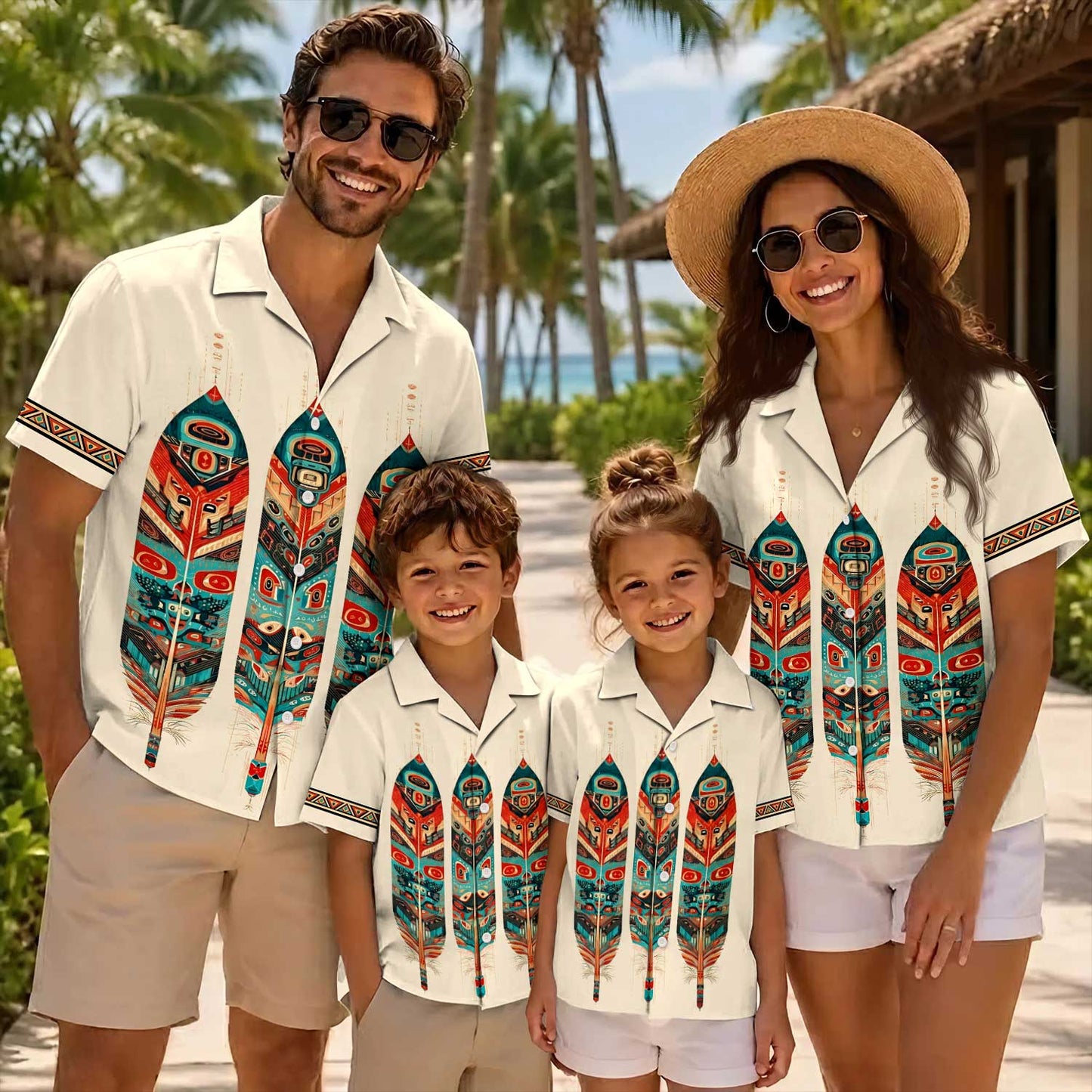 Native Haida Pattern Hawaiian Shirt for Adults & Kids