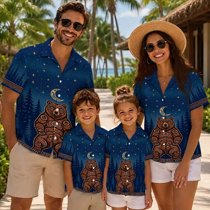 Native Bear Haida Pattern Hawaiian Shirt for Adults & Kids