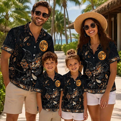 Native Bird Haida Pattern Hawaiian Shirt for Adults & Kids