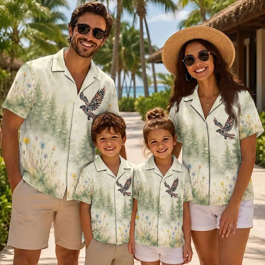 Native Raven Haida Pattern Hawaiian Shirt for Adults & Kids