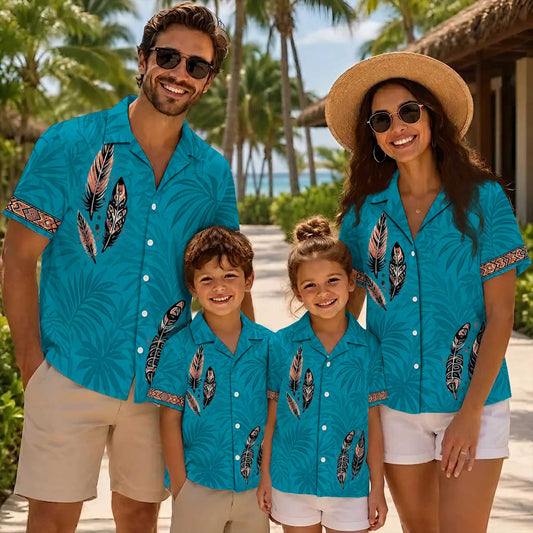 Native Haida Pattern Hawaiian Shirt for Adults & Kids