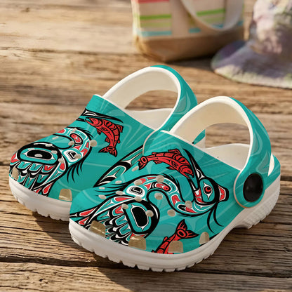 Native Heron Pattern Clogs Shoes for Adults & Kids