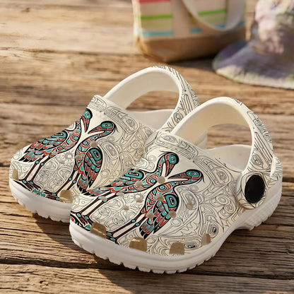 Native Heron Art Clogs Shoes for Adults & Kids