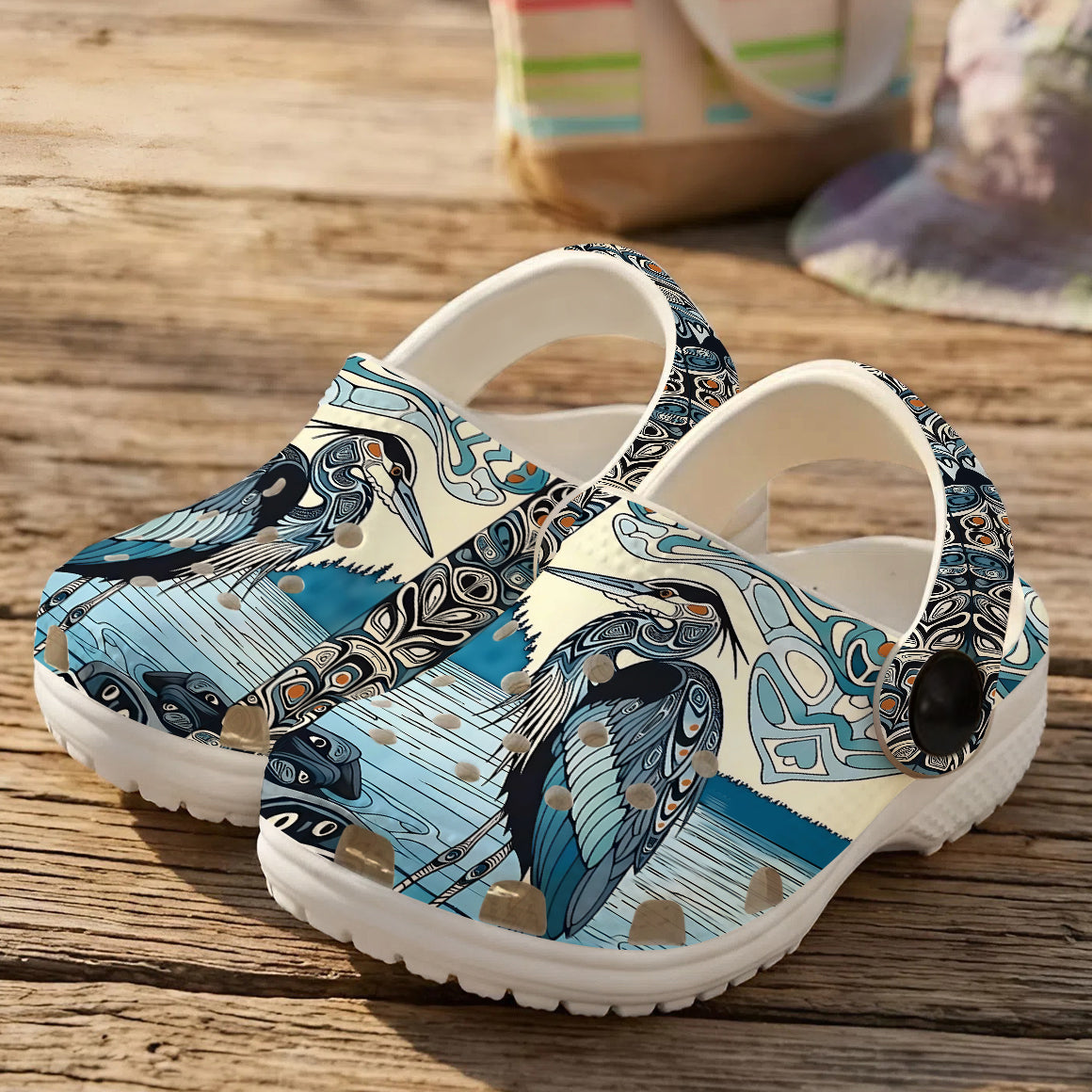 Native Heron Art Clogs Shoes for Adults & Kids
