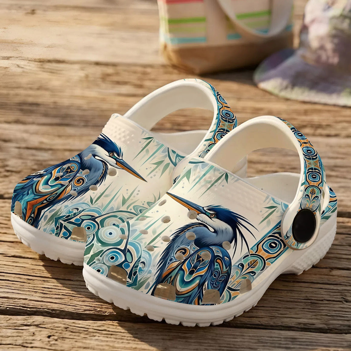 Native Heron Art Clogs Shoes for Adults & Kids