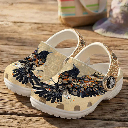 Native Raven Art Clogs Shoes for Adults & Kids