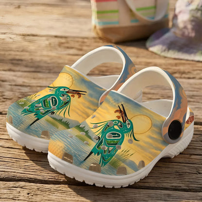 Native Heron Art Clogs Shoes for Adults & Kids