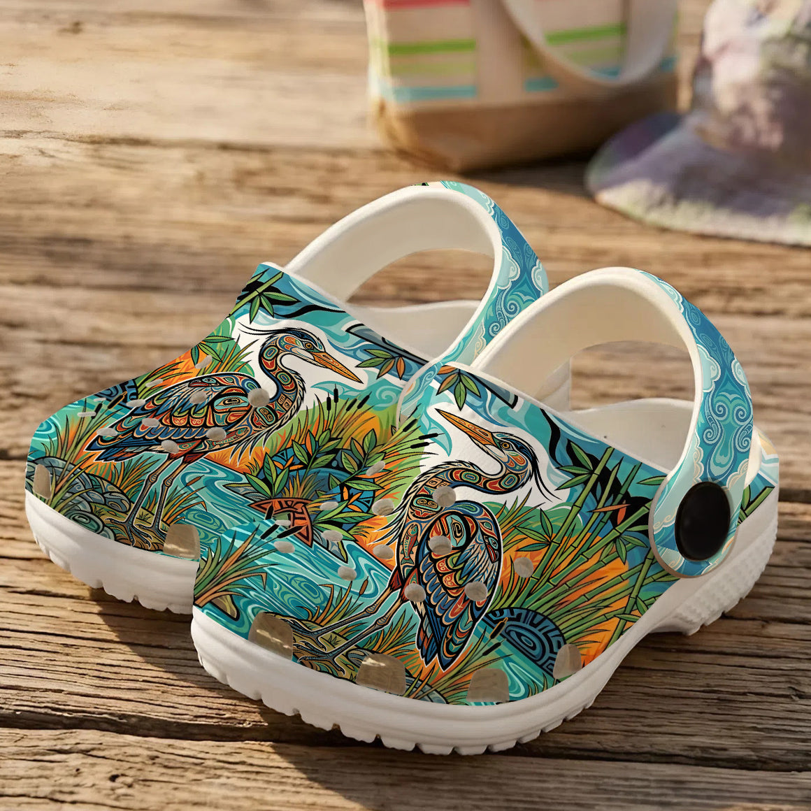 Native Heron Art Clogs Shoes for Adults & Kids
