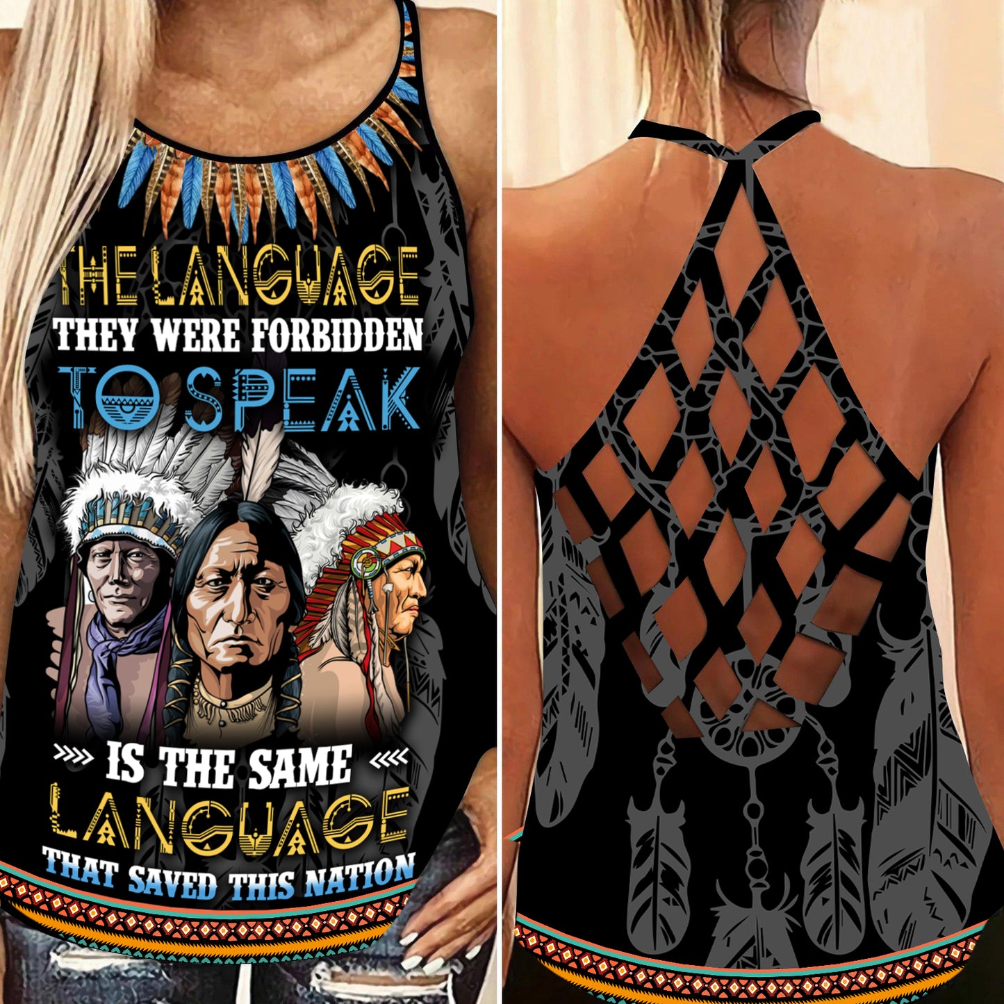 Native Language Saved This Nation Criss-Cross Tank Top NBD