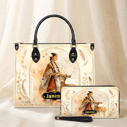 White Deer Heritage Personalized Leather Bag