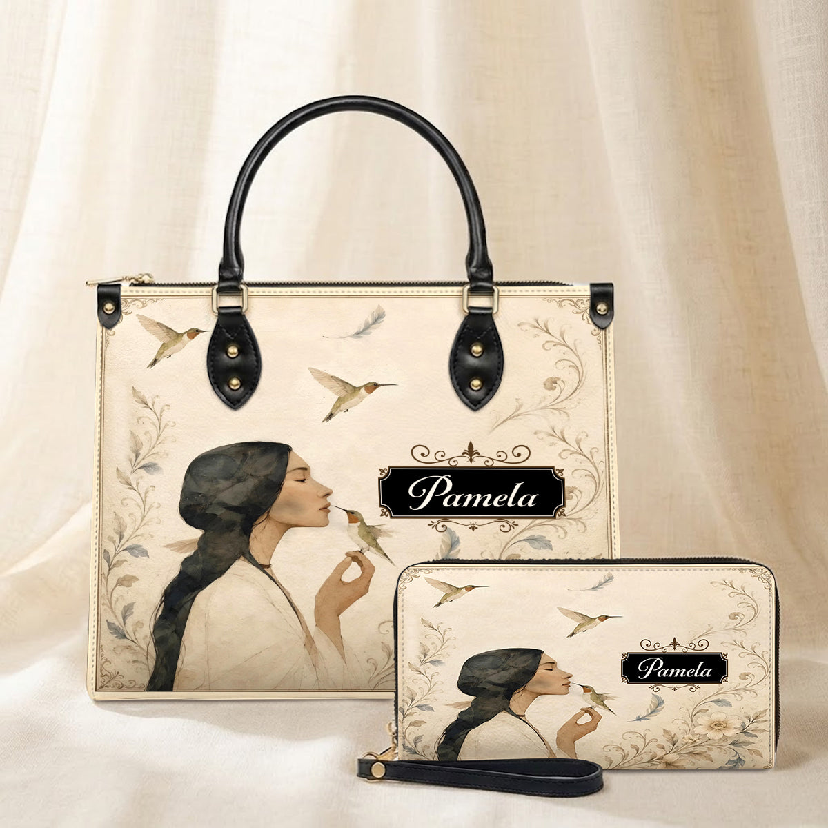 Whispering Hummingbird Soul Personalized Leather Bag