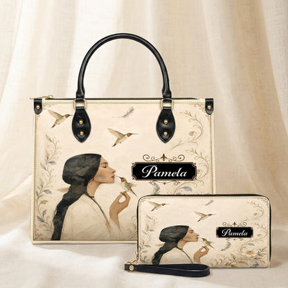 Whispering Hummingbird Soul Personalized Leather Bag